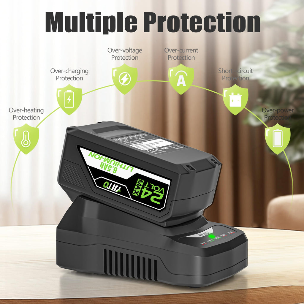 YJITO Upgraded 24V 6.5Ah Replacement Battery with 51.6W Rapid Charger for Bissell CleanView XR 4054,Compatible with Bissell CleanView XR Series Vacuum 3789U, 3797V