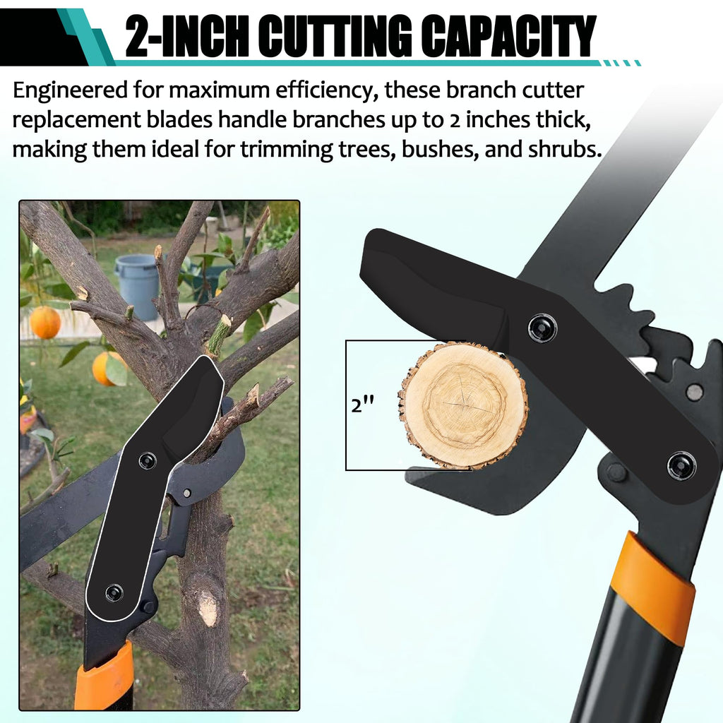 Aussio (2-Pack) Alloy Steel Lopper Replacement Blades with Screws Compatible with Garden Loppers – Heavy-Duty Large Pruner Blades for Tree Trimming, Branch Cutting and Gardening Tools – Black