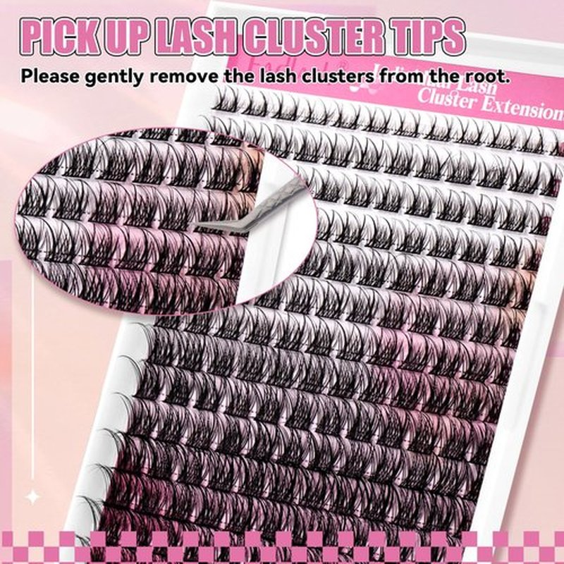 FADLASH Lash Clusters Wispy Eyelash Cluster 168Pcs Natural Eyelashes Extensions D Curl 8-16mm Individual Lashes Natural Look with Black Thin Band (S28, 8-16mm)