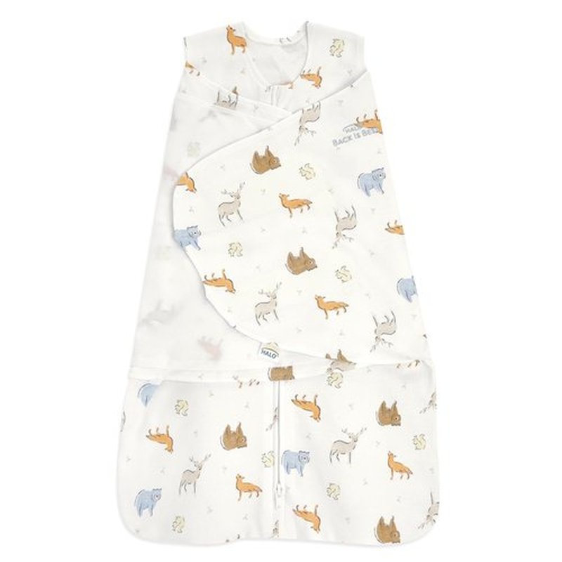 HALO Sleepsack Swaddle - 100% Cotton Wearable Blanket with 3-Way Adjustability | Forest Friends, Newborn 0-3 Months