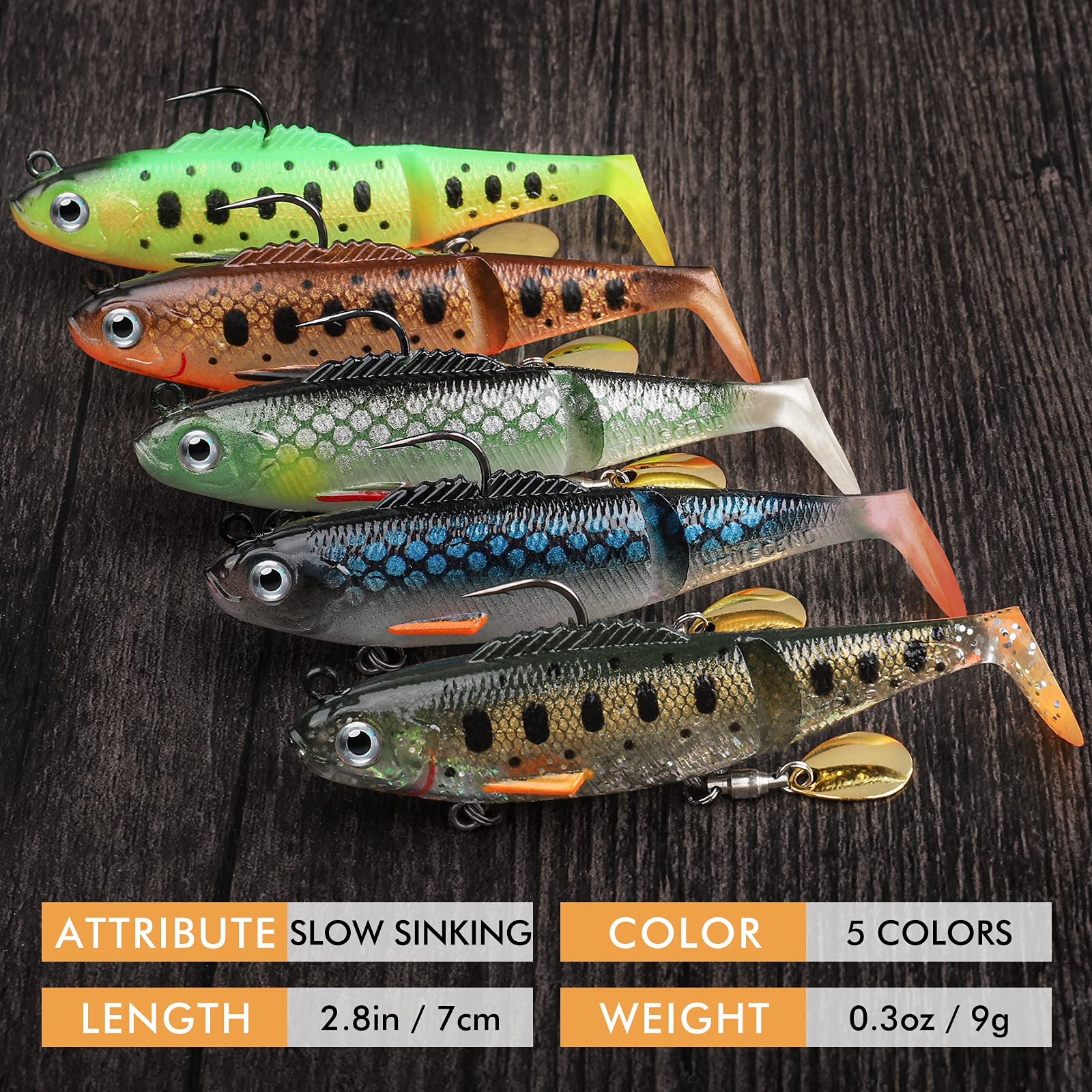 TRUSCEND Fishing Lures for Bass Trout Jighead Lures Paddle Tail Swimbaits Soft Fishing Baits Freshwater Saltwater Jigging Bass Fishing Gear Gifts for Men