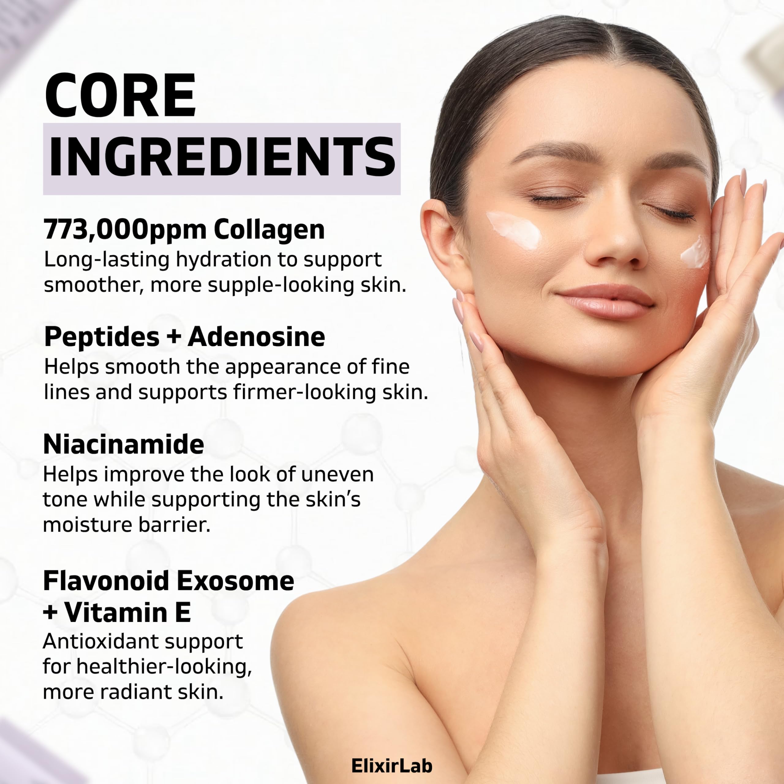 ElixirLab Collagen Cream 773,000ppm | 1.76 oz Korean Firming Moisturizer with Niacinamide, Peptides & Adenosine | Anti-Aging Elasticity & Wrinkle Care for Dry Mature Skin