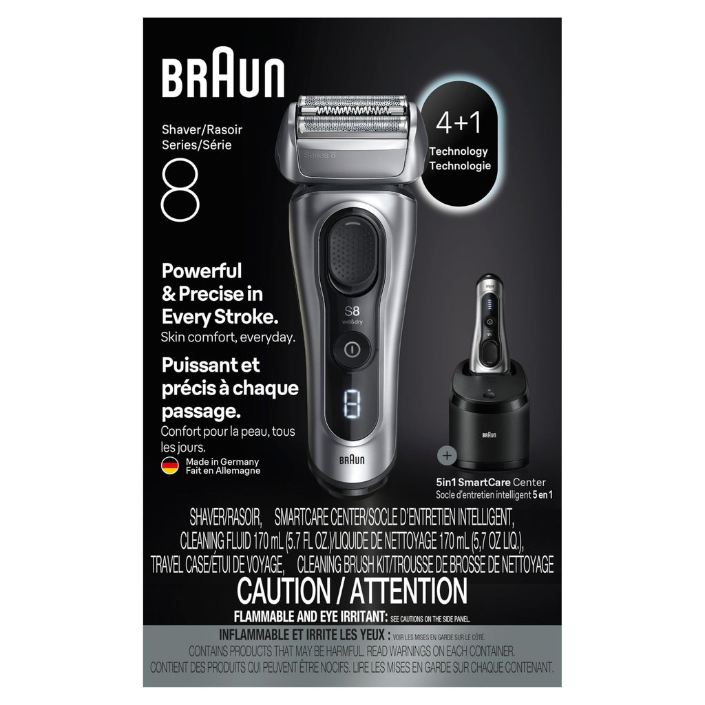 Braun Series 8 8567cc Electric Razor for Men, 4+1 Shaving Elements & Precision Long Hair Trimmer, 5in1 SmartCare Center, Close & Gentle Even on Dense Beards, Wet & Dry Electric Razor, 60min Runtime