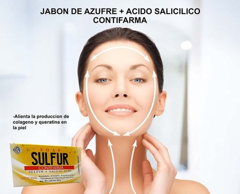 Contifarma AZUFRE + ACIDO SALICILICO, jabon, tratamiento para el acne, sulfur soap, for acne, with salicylic acid, Pack of 1