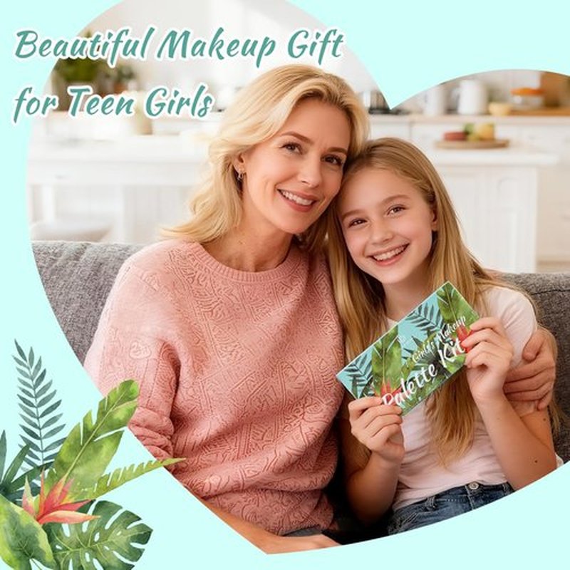 Color Nymph Girls Eye & Cheek Makeup Palette - Eyeshadow & Blush & Highlighter Palette for Teens Girls Tweens, Beginner-Friendly, Gentle Makeup Kits for Starter, Makeup Gift for Birthday (Mint Green)