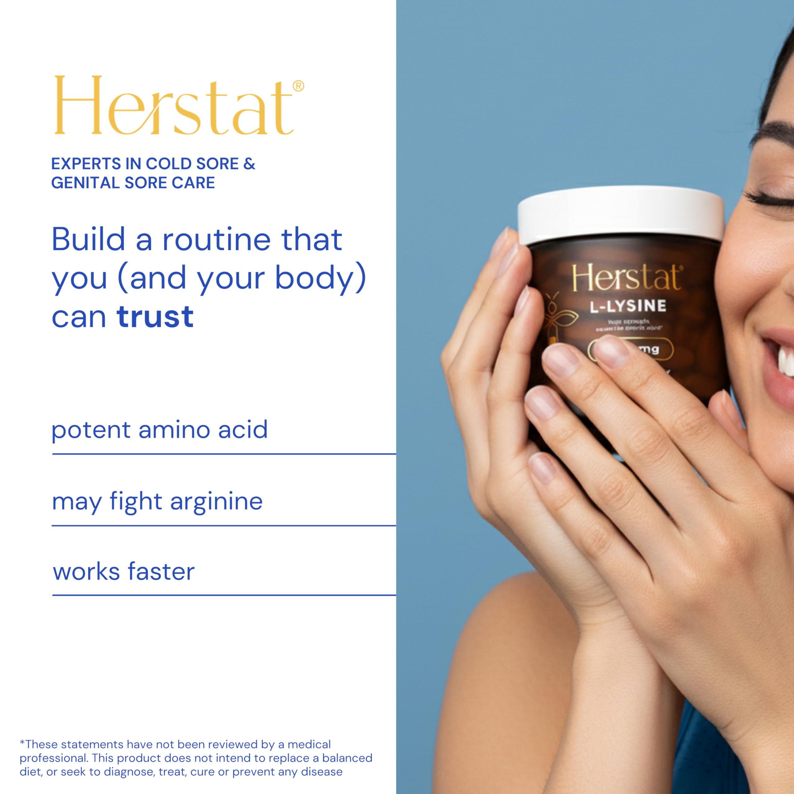 Herstat L-Lysine 1500mg | High Potency Essential Amino Acid, Vegetable Tablets, 120ct