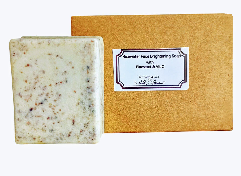 Rice Water Face & Body Soap Bar with Flaxseed & Orange Peel, Oatmeal Soap Base, Gentle Cleansing Bar for Daily Skin Care, Rose scent, 4 oz