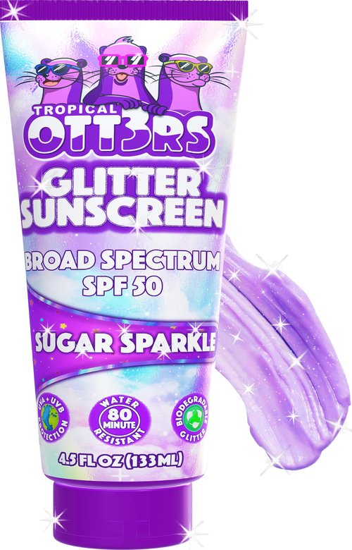 Glitter Sunscreen SPF 50 Lotion 4.5oz - Sparkle & Shimmer Sunscreen - Colored Sun screen for Kids & Women - UVA/UVB Sunshine Protection + 80 Min Water Resistant - (Scented) (USA Made)