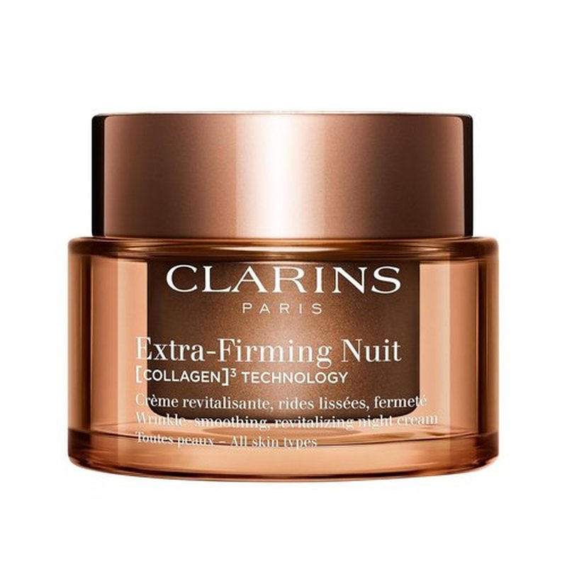 Clarins Extra-Firming Night Moisturizer - Firming Anti-Aging Cream with Collagen & Niacinamide | Refillable | 1.7 Oz