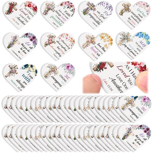 50 Pcs Christian Gifts Bulk for Women Religious Scripture Mini Heart Nail Files Emery Board Double-Sided Nails Boards Bible Verse Group Church Religious Party Favors for Employee Coworker Supplies
