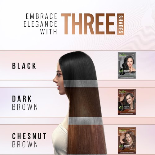 Herbishh Travel Pack Hair Dye Color Shampoo in Sachet + 1pc Argan Hair Mask Sachet (Dark brown, 5 sachets)
