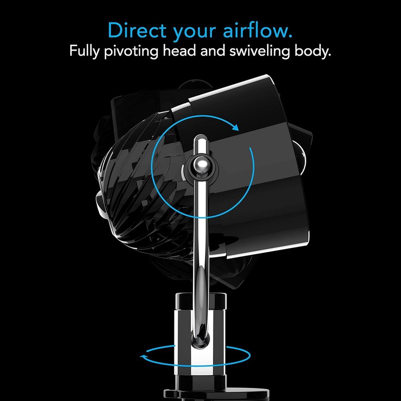Vornado Pivot Clip Desk Fan - 3-Speed Portable Air Circulator with 360-Degree Adjustability | 9" Tall, Black