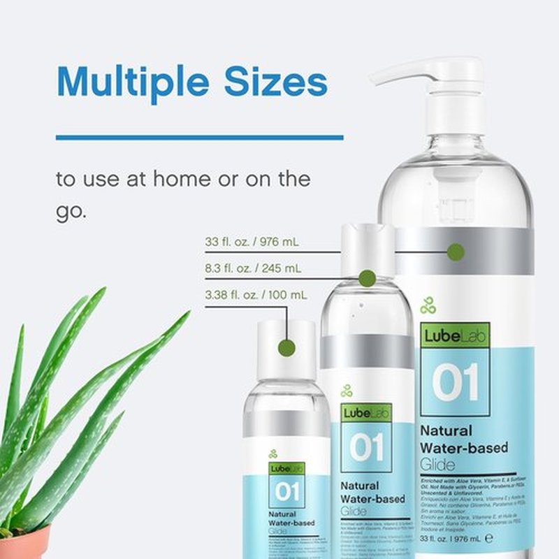 Lubelab Water-Based Personal Lubricant - 8.3 Fl Oz Aloe & Vitamin E, Hypoallergenic, pH-Balanced Gel