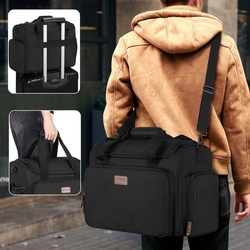 BAFASO Large Insulated Barber Case with a Semi Detachable Divider and 2 Removable Pouches, Hairstylist Traveling Bag Holds Various Hair Cutting Tools, Black