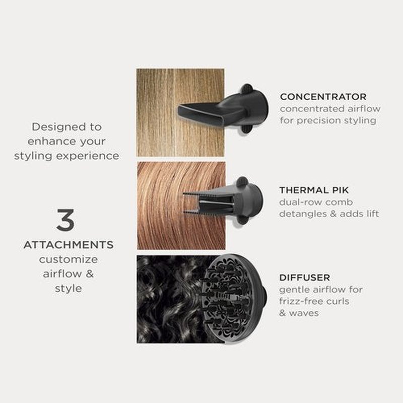 Conair Infiniti Pro Hair Dryer with Diffuser Plus 2 Other Attachments and Drawstring Storage Bag | Performa Series Hair Dryer | Blow Dryer with Professional Performance Motor | Black