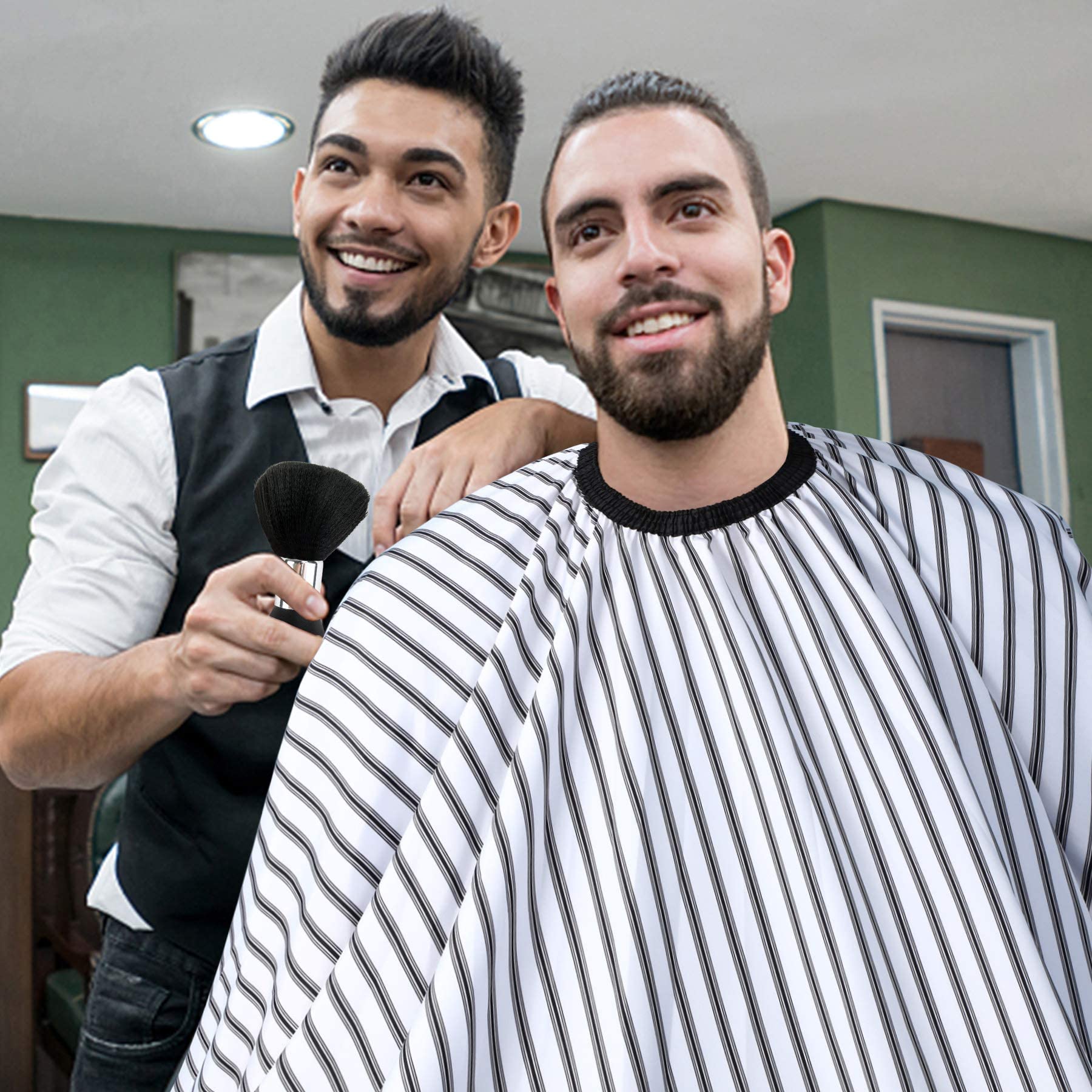 FEBSNOW Barber Cape Professional Hair Cutting Cape with Neck Duster Brush