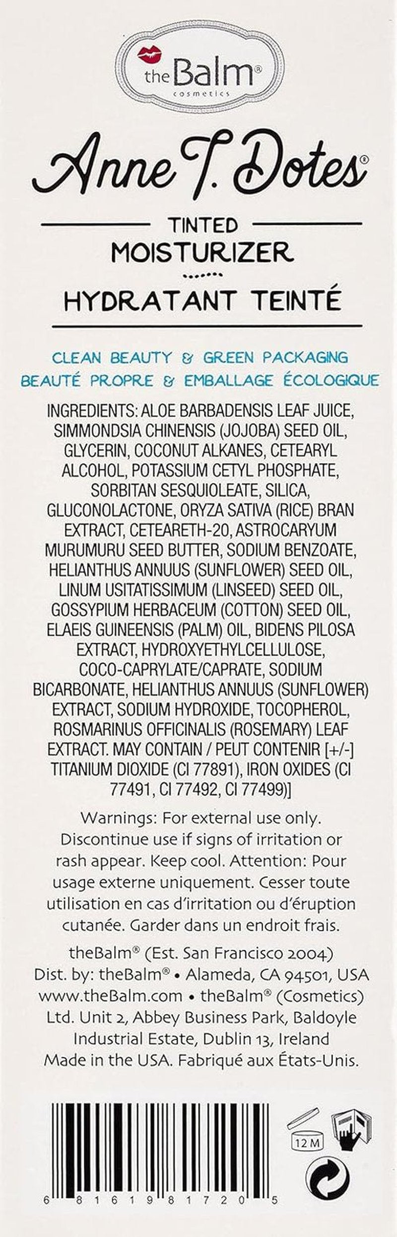 theBalm Anne T. Dotes Tinted Moisturizer - Medium Skin Tone | 1 Fl Oz Hydrating Formula