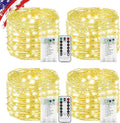 4Pack 80FT 240LED Fairy Lights - Battery Operated String Lights with Remote & Timer | 8 Modes for Indoor/Outdoor Use, Warm White