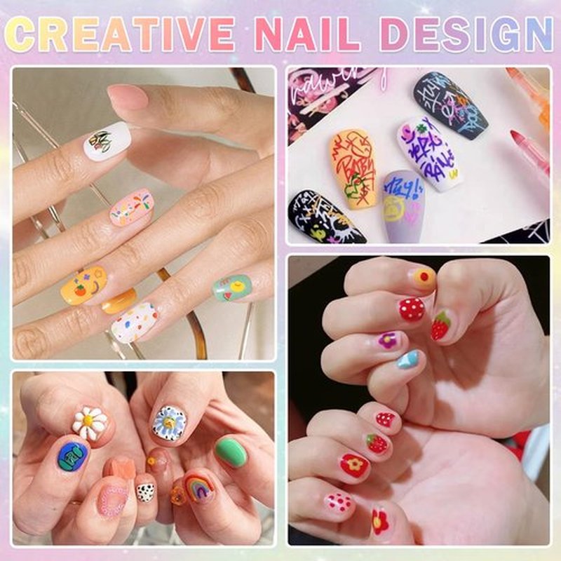 IONSGAKO Nail Art Pens Set 3D Nail Polish Pens Acrylic Paint Nail Drawing Liner Graffiti Dotting Nail Art Pen Kit Tools for Professional Nail Art Design(12 Colors)