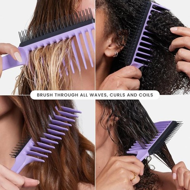 Tangle Teezer Wide Tooth Comb - Double-Sided Detangling Tool for Curly Hair | Wet & Dry Use, Lilac
