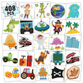 Partywind 408 PCS Kids Tattoos for Party Supplies, Individually Wrapped Sheet Temporary Tattoos Stickers for Kids Goodie Bag Stuffers, Fun Birthday Party Favors - Cool