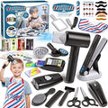 G.C 52Pcs Kids Hair Salon Toys Barber Kit Toddler Pretend Play Hair Cutting Boys Shaving Set with Hairdryer Shaver Razor Flat Iron Clipper Apron Scissors Styling Accessories Birthday Gifts