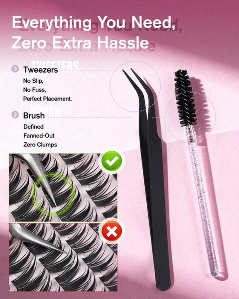 EYDEVRO Manga Lash Clusters Kit Fairy Eyelash Clusters Kit Wet Look Anime Cluster Eyelash Extensions Kit 10-16mm Natural Wispy DIY Lash Extension Kit Waterproof Lash Bond and Seal Tweezers Brush