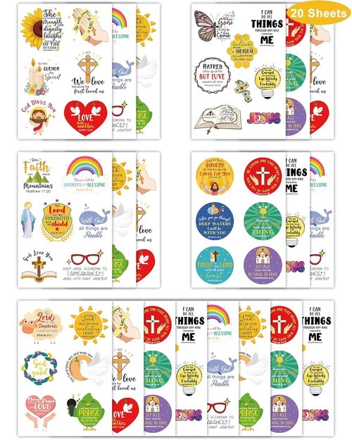 132 Pieces Bible Verse Religious Christian Temporary Tattoos Stickers,20 Sheets Bible Themed Tattoos Stickers Party Decoration Supplies for Adults