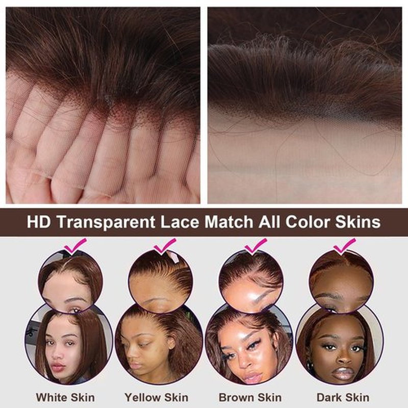 rilago Brown Straight Lace Front Wigs Human Hair 200 Density Chocolate Brown Lace Front Wig Straight 12A 13x4 HD Transparent Full Lace Frontal Wigs Pre Plucked Brown Human Hair Wig 24 Inch