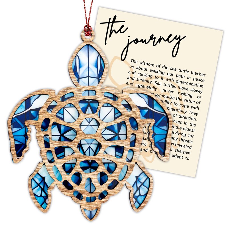 Sea Turtle Gifts for Women, Sea Turtle Christmas Ornaments Decoration, Suncatcher Ornament with Story Card, Beach Ornaments for Tree, Sea Lover Gift, Birthday Gift for Mom