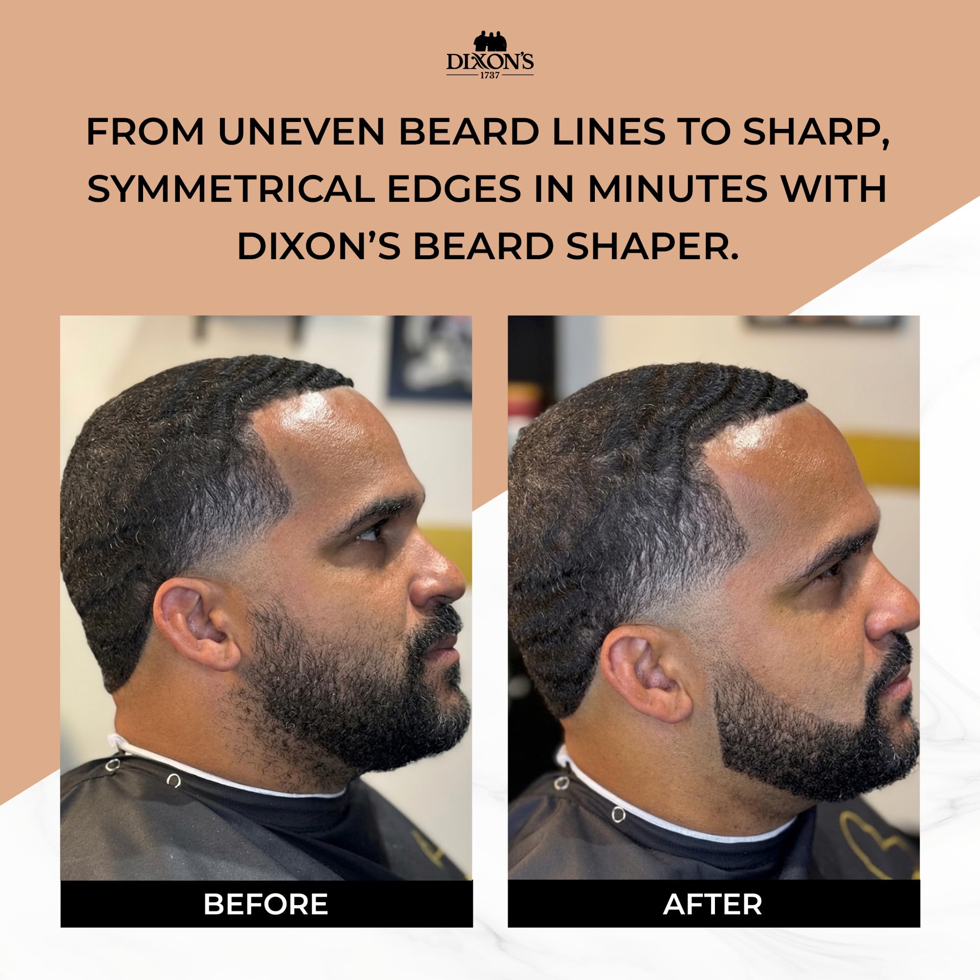 Dixon's 1737 Clear Line Pro Beard Shaper for Men – Transparent Beard Line Up Tool with Comb Edges, Beard Template for Cheek Line, Neckline and Jawline Trimming