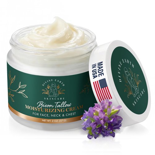 Tallow Moisturizer Face Cream with Bakuchiol & Hyaluronic Acid - Anti Aging Face Moisturizer for Women, Organic Grass Fed Tallow for Skin Care, Non Greasy Hand Lotion and Fragrance Free Neck Cream