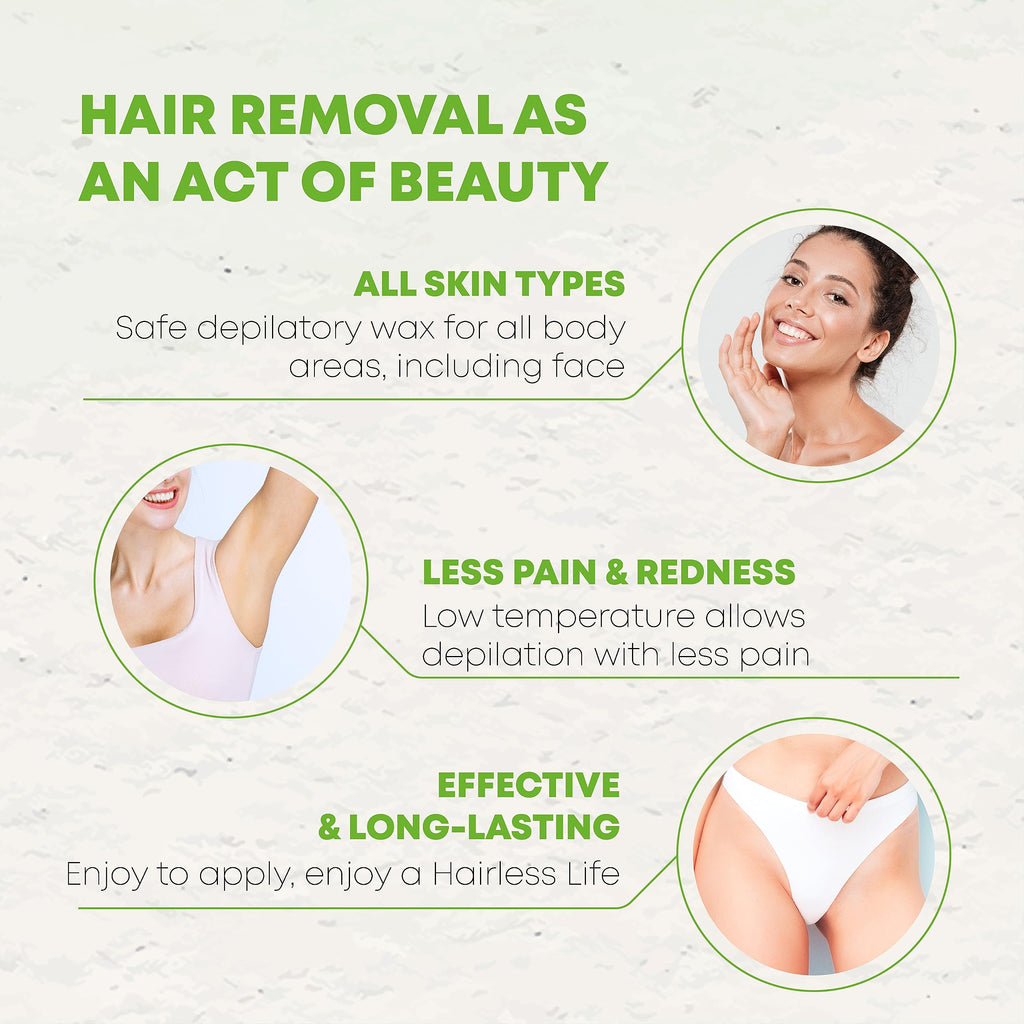 Natural Honey Roll-On Hair Removal Wax Cartridge - 100% Organic, No Residue (Pack of 3)