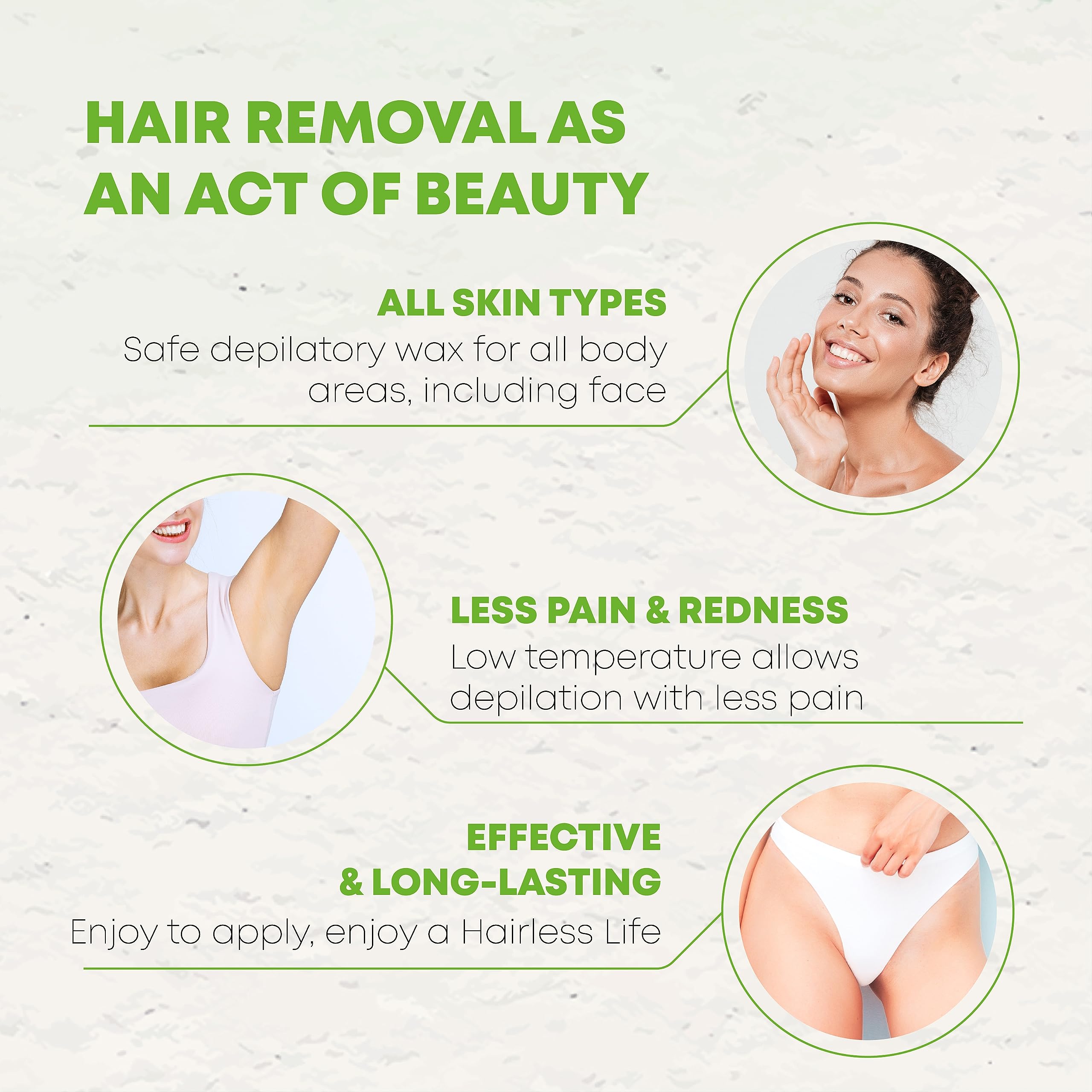 Natural Honey Roll-On Hair Removal Wax Cartridge - 100% Organic, No Residue (Pack of 3)