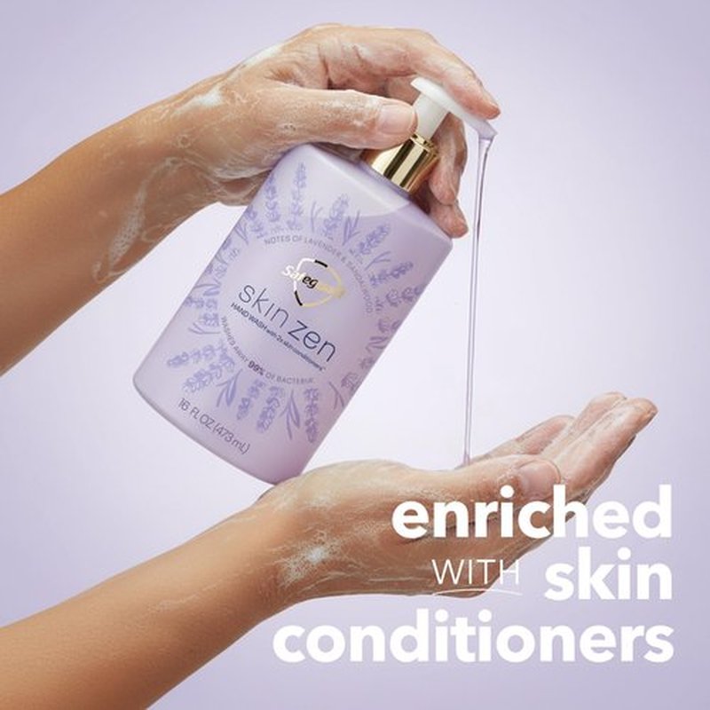 Safeguard Liquid Hand Soap, Skin Zen, Washes Away 99% Bacteria, Made with Natural Moisturizers & 2X Skin Conditioners, Safeguarding Families, PH Balanced Formula, Lavender & Sandalwood Scent, 16 oz