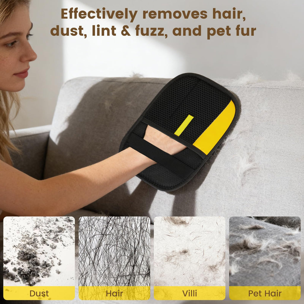 febnwn 3Pcs Pet Hair Removal Glove for Cats & Dogs, Reusable Electrostatic Pet Hair Gloves,Pet Hair Remover, Newly Upgraded Pet Hair Removal Tool for Car Seat,Clothing,Carpet,Couch