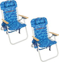 Tommy Bahama Folding Beach Backpack Chair - 4-Position Lace-Up Suspension - 17" Seat Height