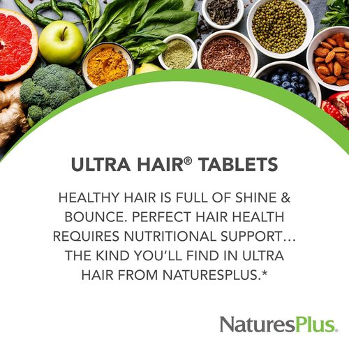 NaturesPlus Ultra Hair Tablets - 90 Sustained Release for Healthy Hair Growth | Gluten-Free, Pack of 2
