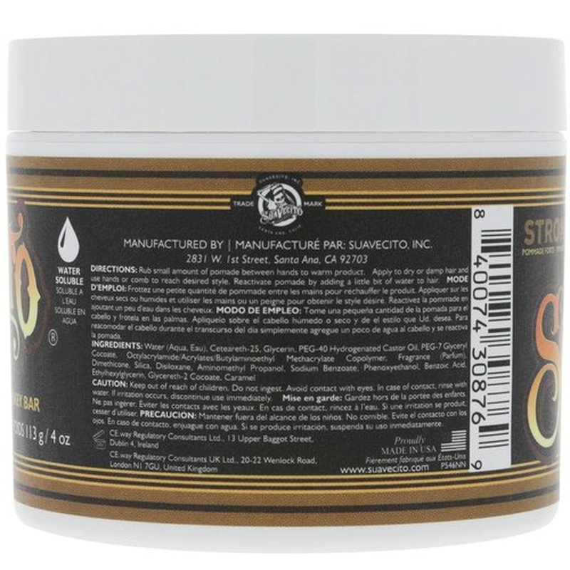 Suavecito Pomade Firme Hold - Whiskey Bar Scent 4 oz | Strong, Flake-Free Hair Gel for All Styles