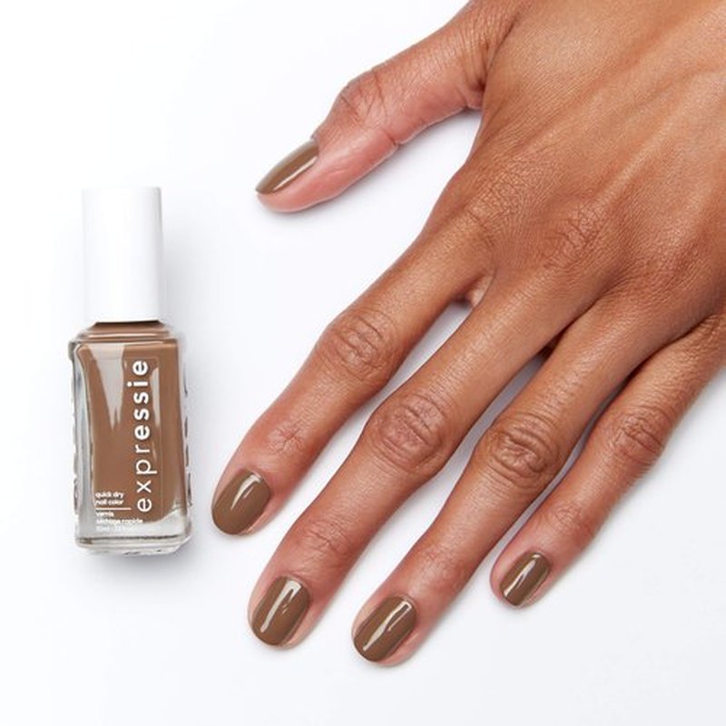 essie expressie Quick-Dry Vegan Nail Polish, Mid-Day Mocha, Cool Toned Soft Brown, 0.33 Ounce