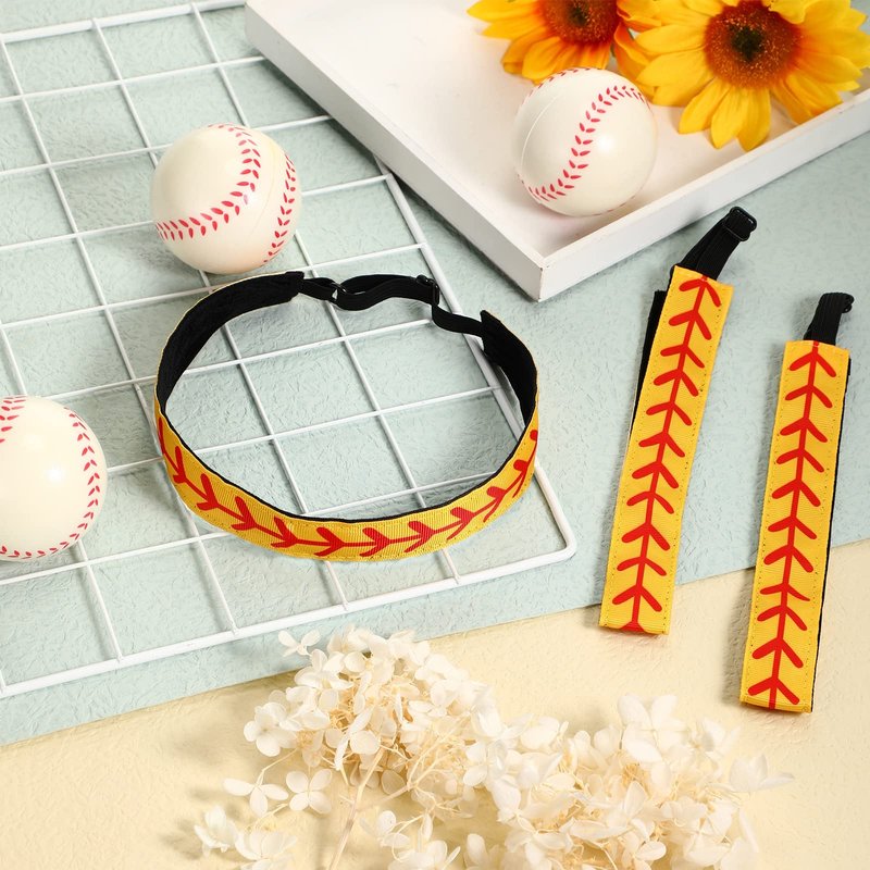Yinder 6 Pieces Softball Headband for Girls Youth Adjustable Elastic Non-slip Softball Hair Accessories Workout Headbands for Sports Player and Teams