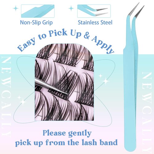 Lash Clusters Kit Wispy Natural Cluster Eyelash Extension Kit DIY Lash Extension Kit C-curly 10-16MM Eyelash Clusters Volume Individual Lashes Kit by Newcally