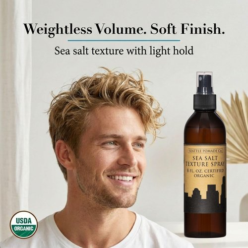 Seattle Pomade Co. Organic Sea Salt Spray - Natural Non-GMO & Vegan Hair Styling | 8 fl oz