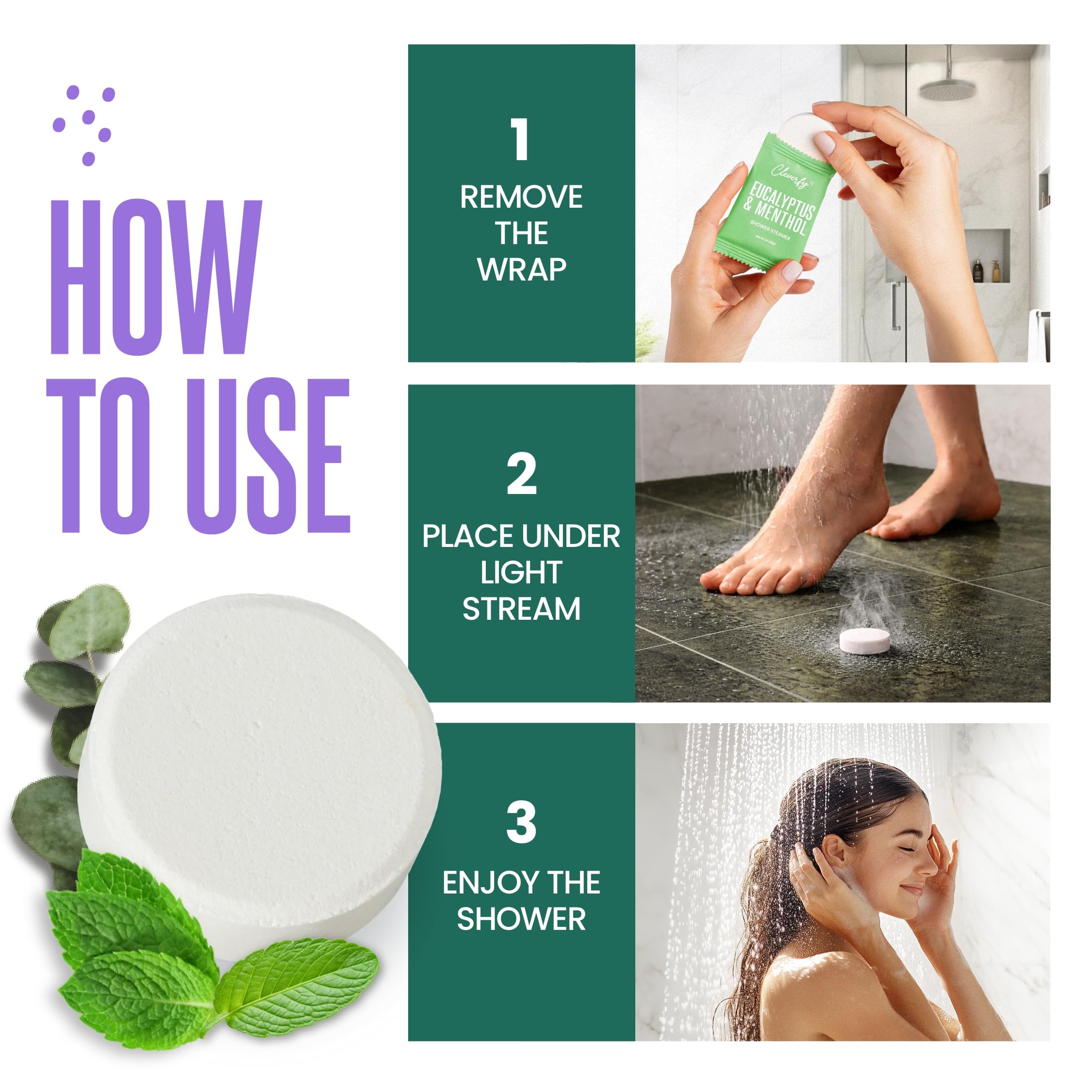 Cleverfy Eucalyptus Shower Steamers Aromatherapy - Birthday Gifts for Women, Mom, Wife, Grandma, Her, Best Friend, Daughter, Sister, Teens & Girlfriend - 18 Tablets