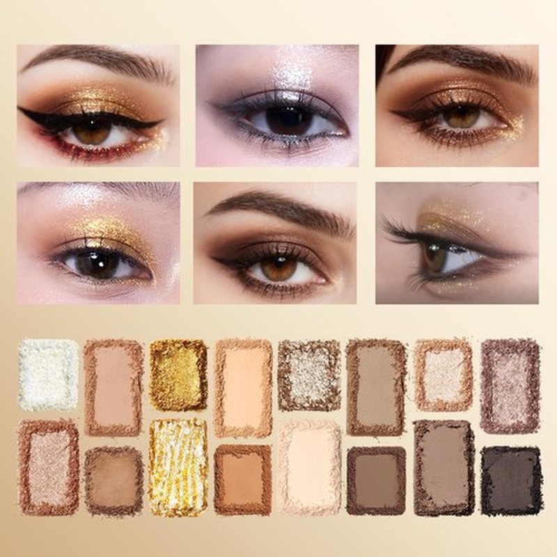 CHEERYEP 16-Color Golden Dune Eyeshadow Palette | Creamy Matte, Shimmer & Marbled Gold Shades | Vegan, Cruelty-Free, Long-Lasting Pigments | Perfect for Everyday Makeup & Desert-Inspired Glam (Nature)