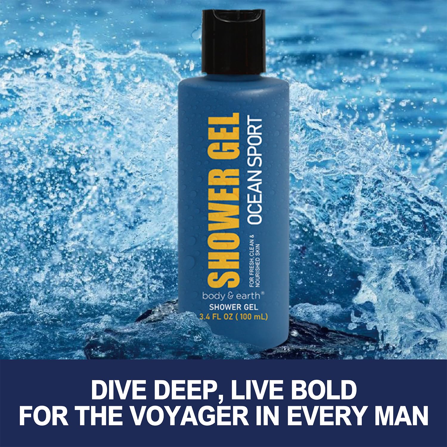 Body & Earth Gift for Men 3pc Fresh Ocean Scented Bath Set Gift Sets for Man Travel Size Toiletries for Men Birthday Gifts for Him Mens Lotion Care Package for Man Christmas Gifts for Husband
