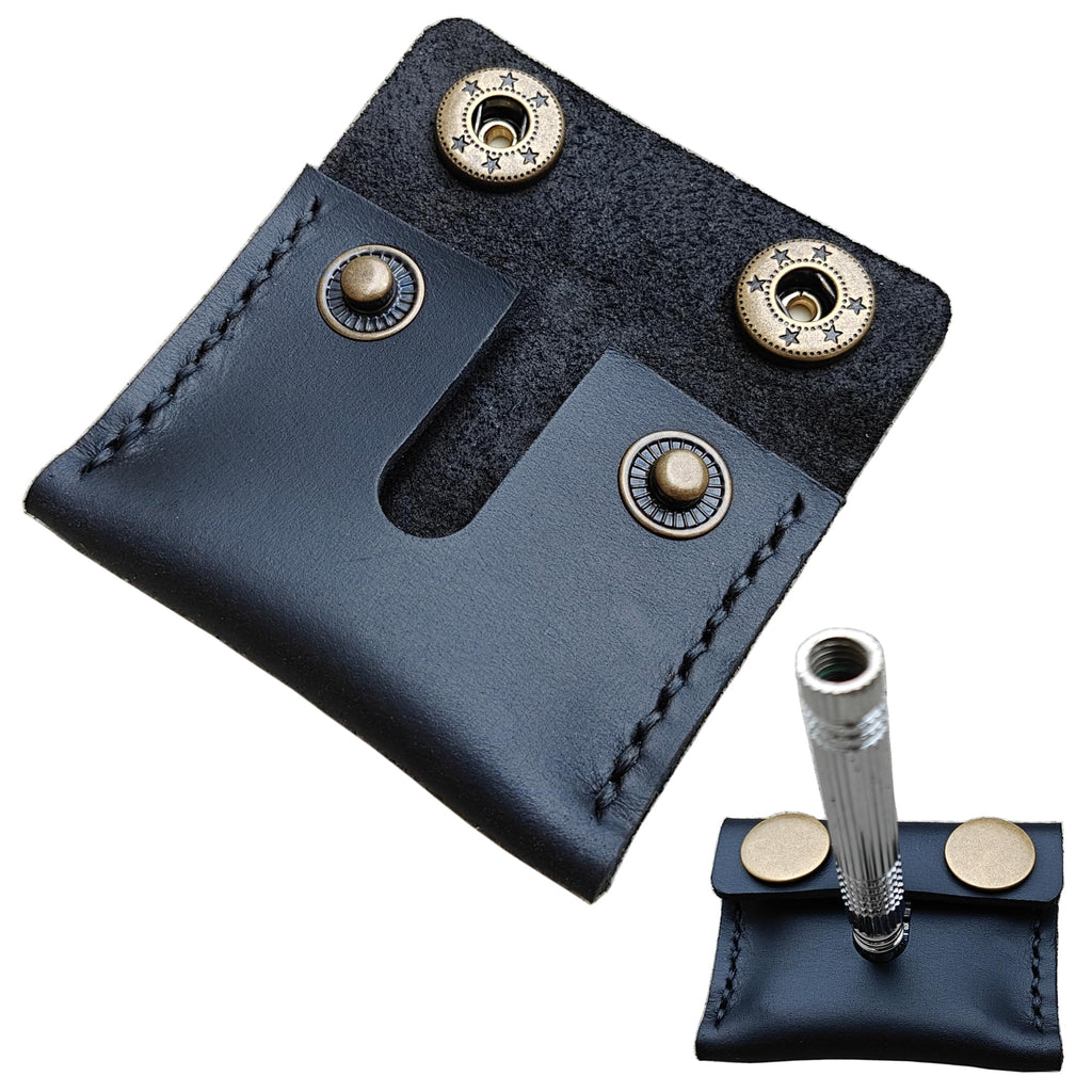 MEEBOY Handmade Leather Safety Razor Travel Cover, Double Edge Razor Head Protective Sheath For men Fits Most Safety Razors (Coffee)