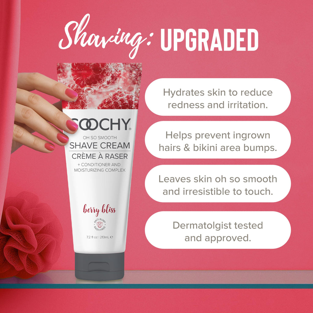 Coochy Shave Cream - Moisturizing Shave Lotion - Gentle Intimate Shaving Cream - For Bikini Area, Underarms, Legs & More - Rash-Free, Hydrating Formula - Berry Bliss - 12.5 oz