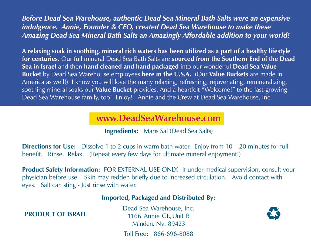 Dead Sea Warehouse - Dead Sea Salts for Soaking - 100% Dead Sea Mineral Bath Salts - Great for Soothing Muscles Aches, Relaxation, Alleviate Skin Issues - Unscented - 5lbs - (2 Pack)