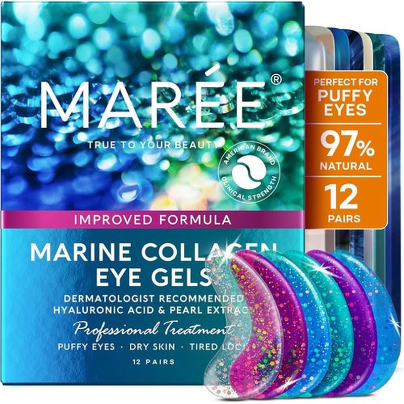 MAREE Eye Gels - Cooling Under Eye Patches with Collagen & Hyaluronic Acid for Dark Circles - Anti-Wrinkle Treatment